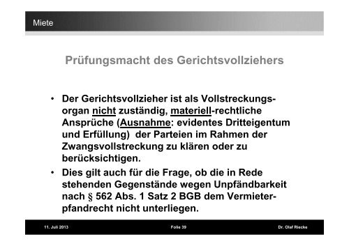 Vortrag Nr. 5 Effektive RÃ¤umungsvollstreckung nach ... - Pantaenius