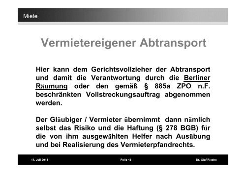 Vortrag Nr. 5 Effektive RÃ¤umungsvollstreckung nach ... - Pantaenius