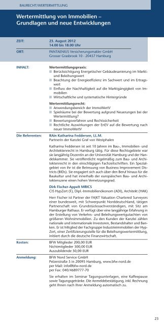 Seminare und Veranstaltungen '12 - Pantaenius