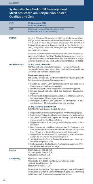 Seminare und Veranstaltungen '12 - Pantaenius