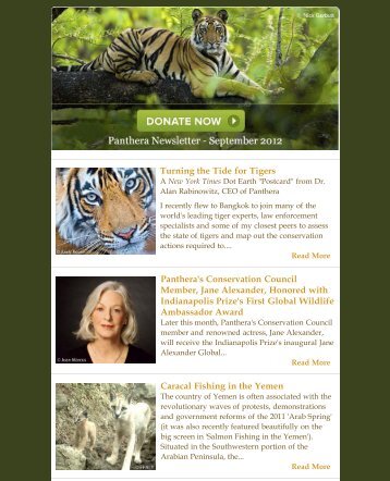 September 2012 Newsletter - Panthera