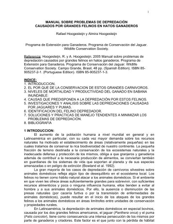 MANUAL SOBRE PROBLEMAS DE DEPREDACIÃN ... - Panthera