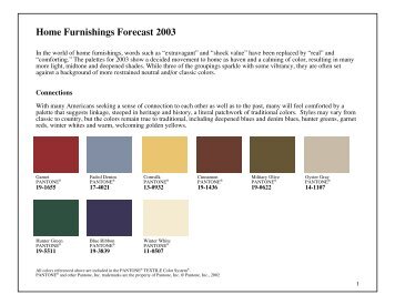 Home Furnishings Forecast 2003 - Pantone