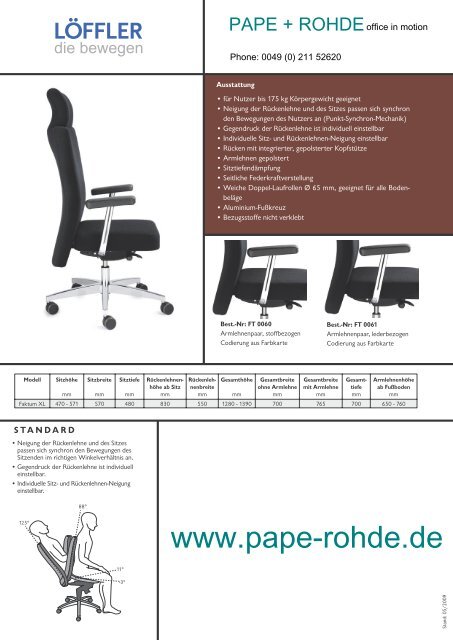 Prospekt Schwerlaststuhl FAKTUM XL - Pape+Rohde