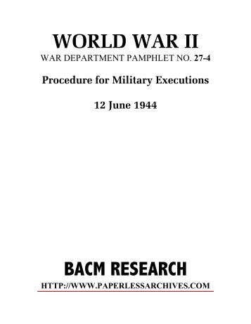 World War II: Field Manual: Military Executions - Paperless Archives