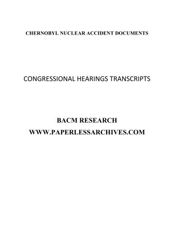 Chernobyl Nuclear Accident Congressional Hearings Transcript