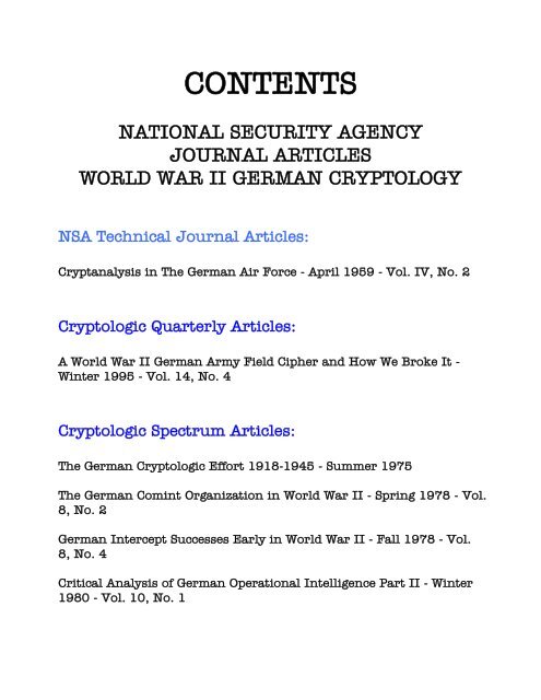 national security agency journal articles world war ii german ...