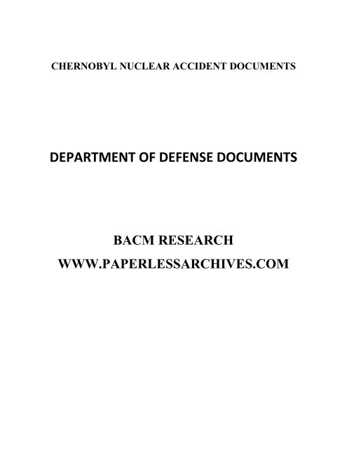 Chernobyl Nuclear Accident Defense Department Reports