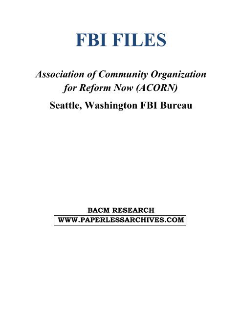 Seattle, Washington FBI Bureau File - Paperless Archives