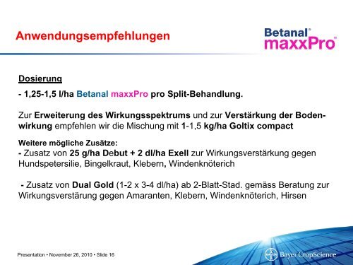 PrÃ¤sentation Betanal MaxxPro (Ackerbau Herbizid) - Papst.ch