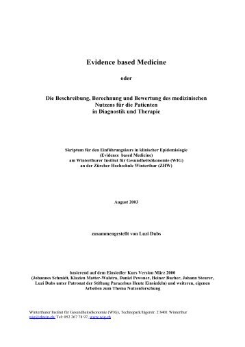 1. Warum Evidence based Medicine - Stiftung Paracelsus heute
