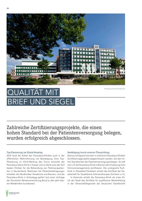 JAHRES- BERICHT 2012 - Paracelsus-Kliniken