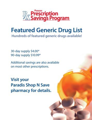 Featured Generic Drug List - Paradis Shop 'n Save Supermarkets