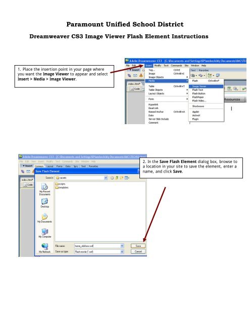 Dreamweaver CS3 Image Viewer Flash element Instructions