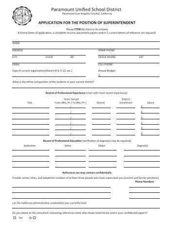 fillable application form - Paramount Unified School District