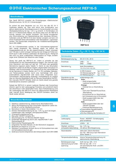 Elektronischer Sicherungsautomat Ref16 S 6 Eta
