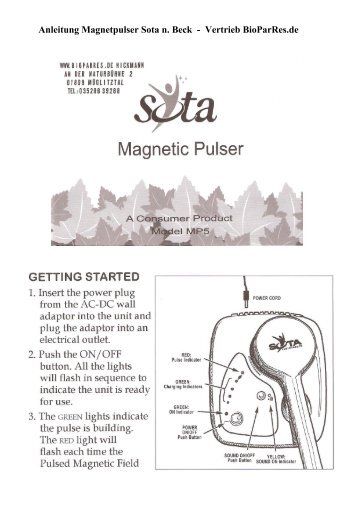 Anleitung Magnetpulser Sota n. Beck - Vertrieb BioParRes.de