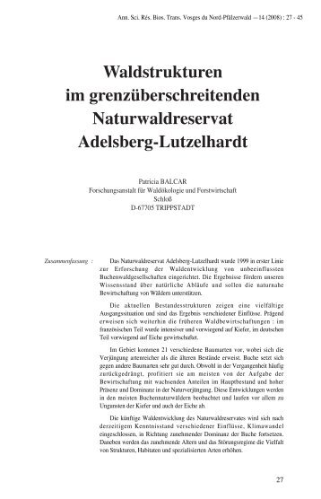 Waldstrukturen im grenzÃ¼berschreitenden Naturwaldreservat ...