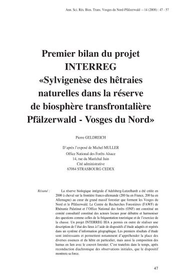 Premier bilan du projet INTERREG Â«SylvigenÃ¨se des hÃªtraiesâ¦