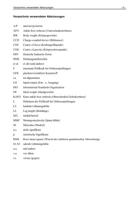 Ganganalytische Bewertung der Eigenschaften von Orthesen für ...