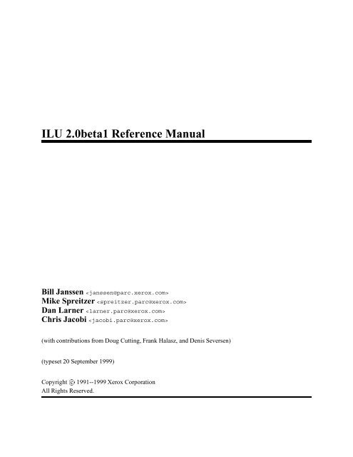 ILU 2.0beta1 Reference Manual - Parc