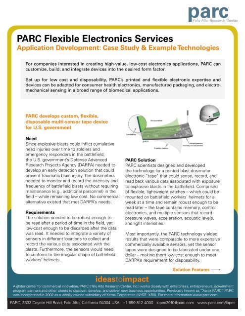 PARC Flexible Electronics Services