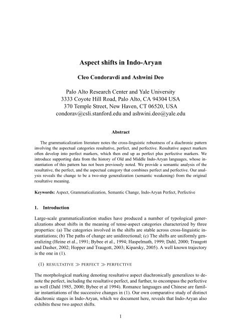 download PDF - Aspect shifts in Indo-Aryan - Parc