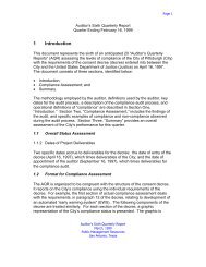 City of Pittsburgh Auditor Quarterly Report 6 - Police Assessment ...