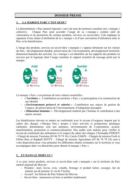 PLAN PRESSE 2008 - Parc naturel rÃ©gional du Morvan