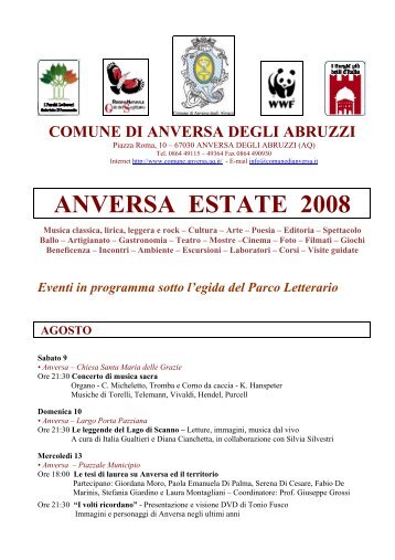 ANVERSA ESTATE 2008 - Parchi Letterari