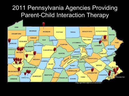 Map and list of PCIT providers in Pennsylvania