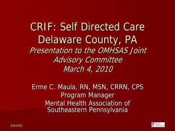 CRIF: Self Directed Care Delaware County, PA - Pennsylvania ...
