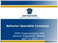 Behavior Specialist Licensure - Pennsylvania Recovery and ...