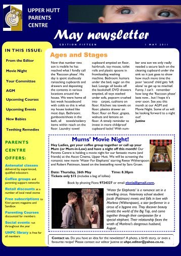 May newsletter - Parents Centres New Zealand Inc