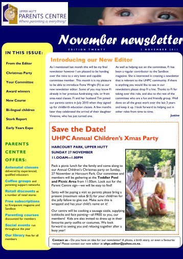 UHPC Newsletter November 2011 - Parents Centres New Zealand Inc