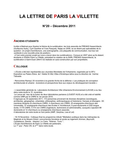 les rencontres de la villette paris