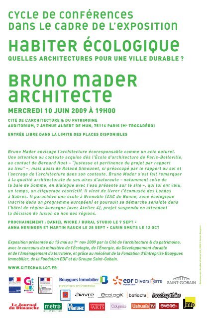 bruno mader architecte - Ecole Nationale SupÃ©rieure d'Architecture ...