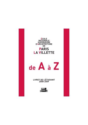 Livret de l'Ã©tudiant - Ecole Nationale SupÃ©rieure d'Architecture de ...