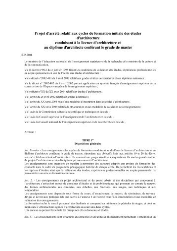 Projet d'arrÃªtÃ© relatif aux cycles de formation initiale des Ã©tudes d ...