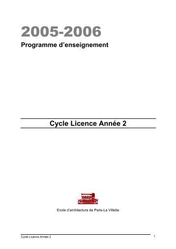 Cycle Licence AnnÃ©e 2 - Ecole Nationale SupÃ©rieure d'Architecture ...