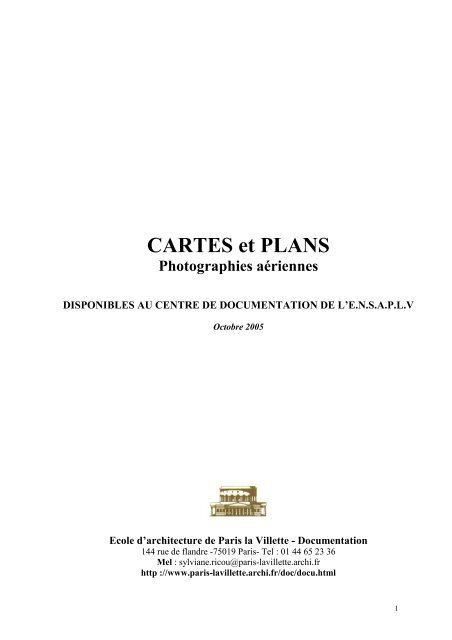 CARTES et PLANS - Ecole Nationale SupÃ©rieure d'Architecture de ...