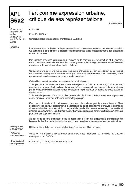 Programme d'enseignement - Ecole Nationale SupÃ©rieure d ...