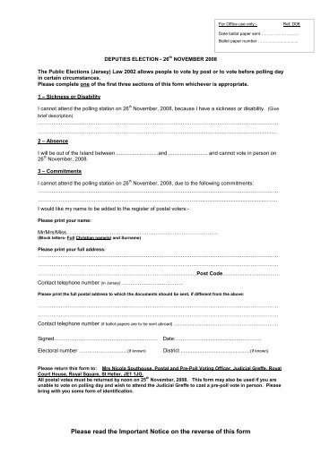 Application Form - Deputies - Postal & Pre-Poll Voting