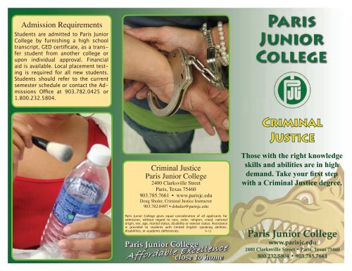 CRIMINAL JUsTIcE - Paris Junior College