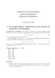 Exercices de travaux dirigÃ©s Cours d'Ã©conomÃ©trie MaÃ®trise d ...