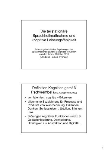 TeilstationÃ¤re SprachheilmaÃnahme & Kognition 05.03.13 - Fehrmann