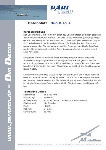 Paritech - Datenblatt Duo Discus