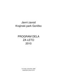 Javni zavod Krajinski park GoriÄko PROGRAM DELA ZA LETO 2010