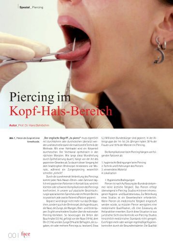 Piercing im Kopf-Hals-Bereich - Park Klinik WeiÃensee