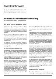 Patienteninformation. Merkblatt zur DarmkrebsfrÃ¼herkennung